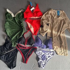 Cupshe Swimwear Collection - Red, Green, Black, Blue, Tan